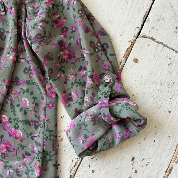 Kut from the Kloth Sheer Floral Twist Front Blouse Top - Picture 7 of 16